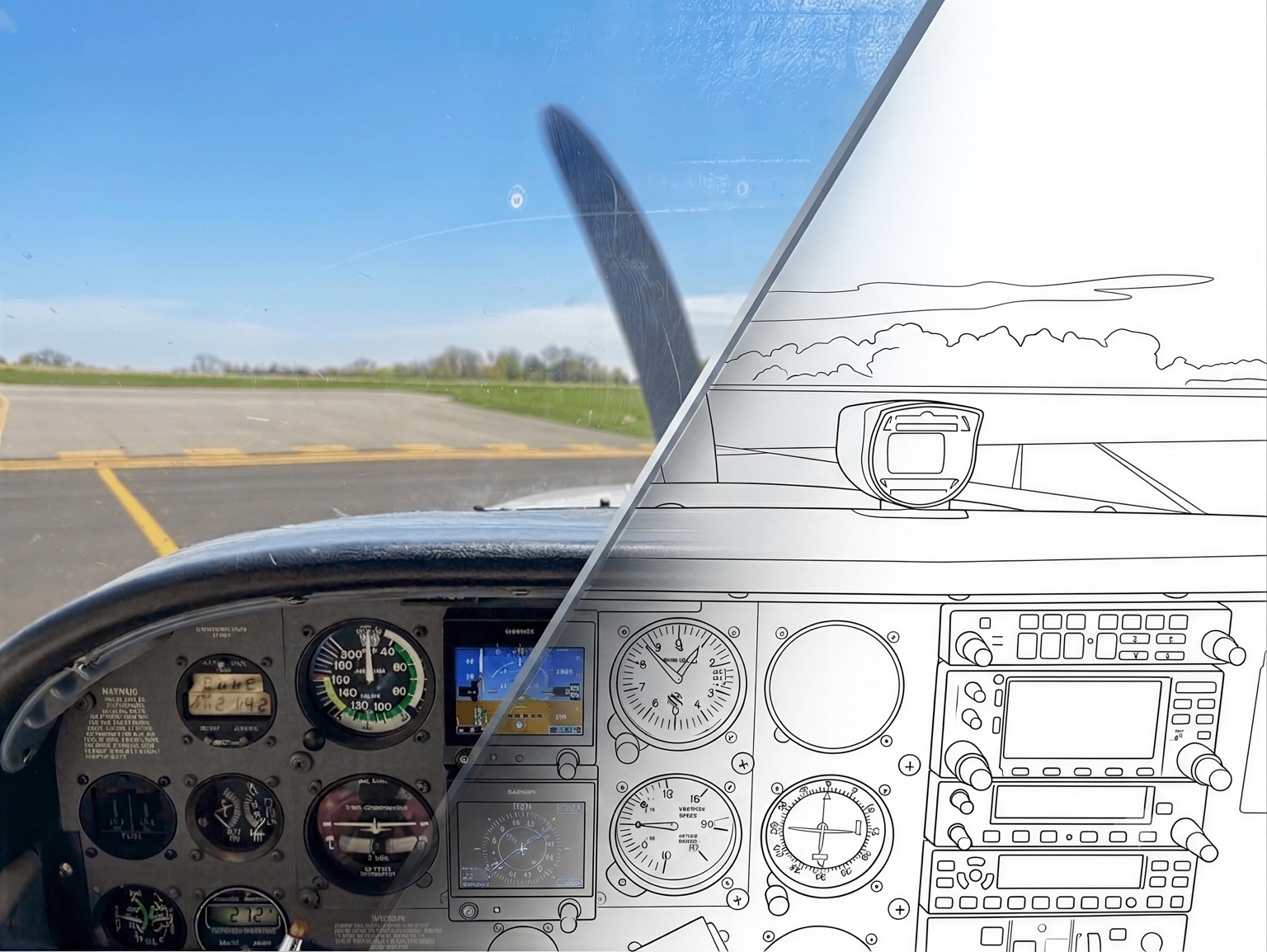Cabina de aviación general y representación técnica